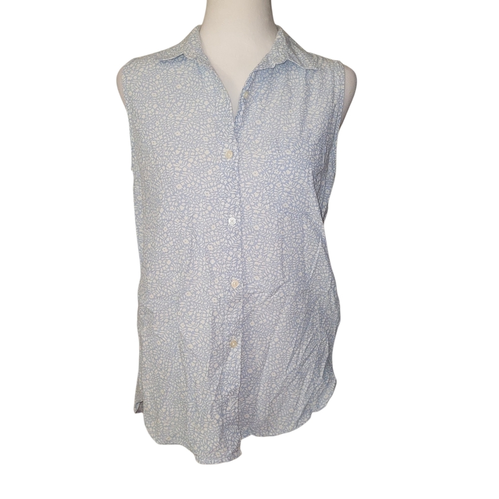 Gap Floral Sleeveless Shirt Blue/White sz XS